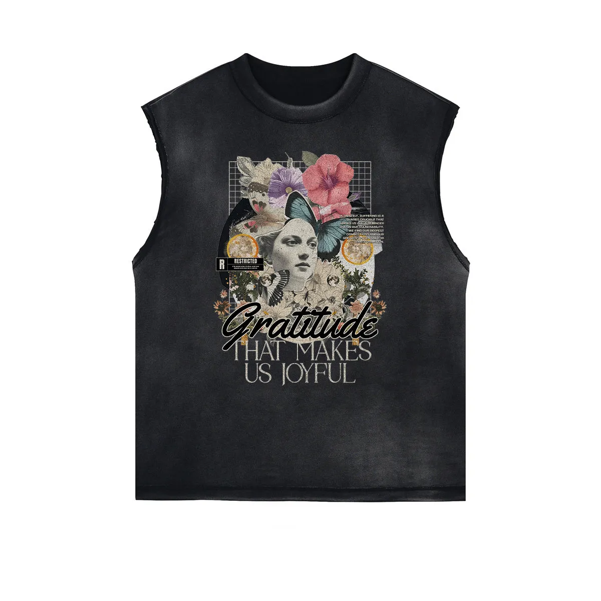 Frayed Edge Floral Graphic Tank Top