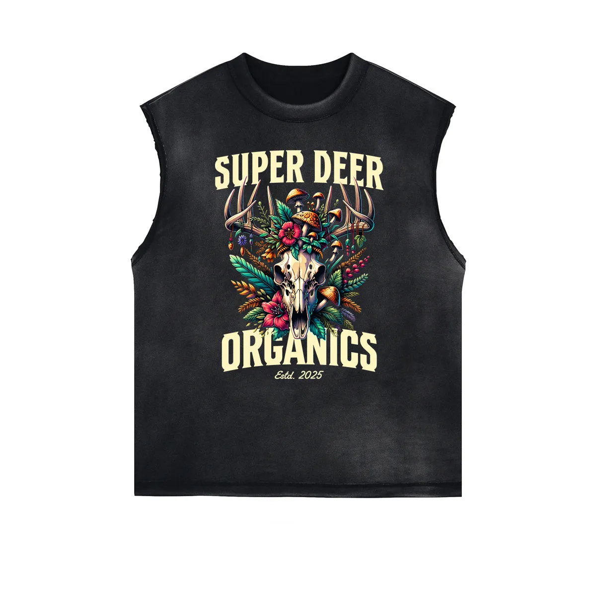 Frayed Edge Floral Graphic Tank Top