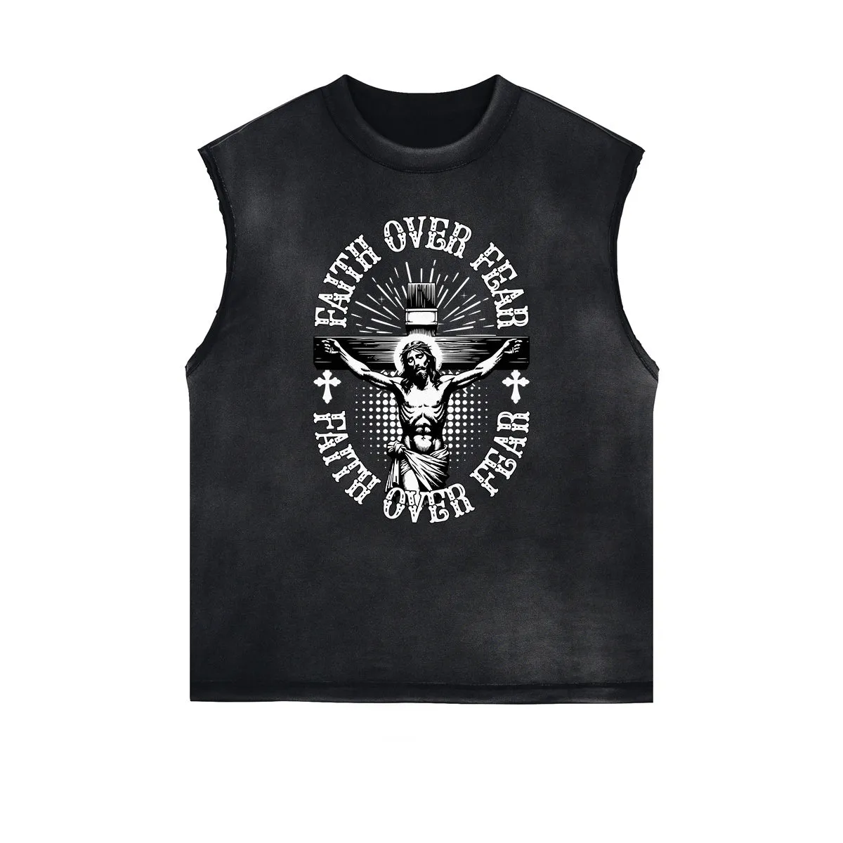 Frayed Edge Jesus Graphic Tank Top
