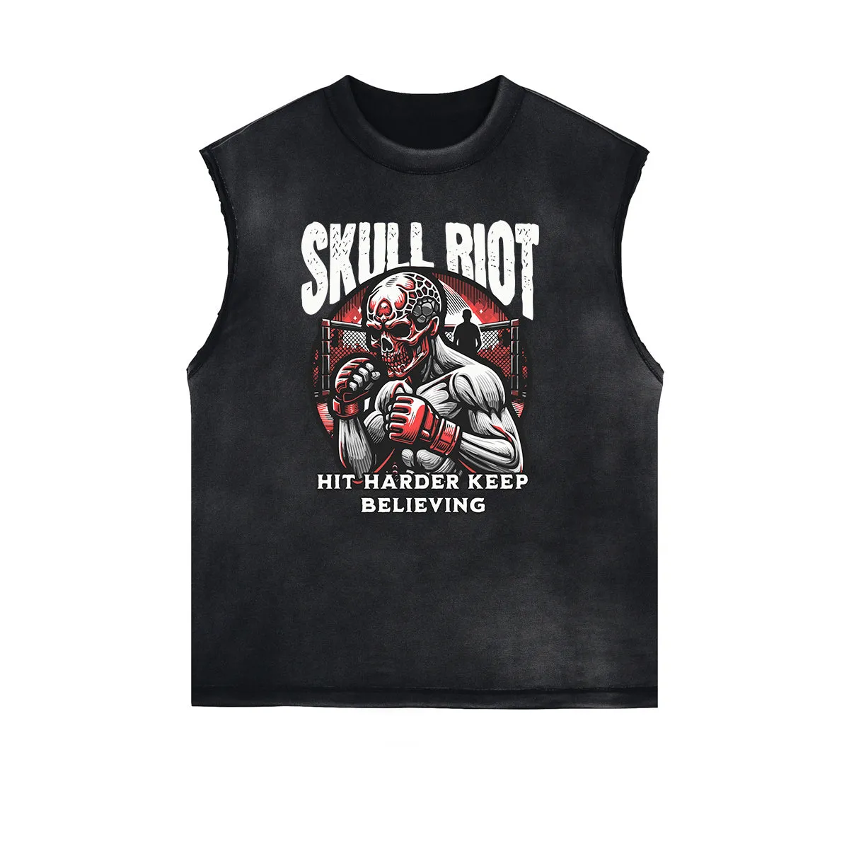 Frayed Edge Skull & Money Graphic Tank Top