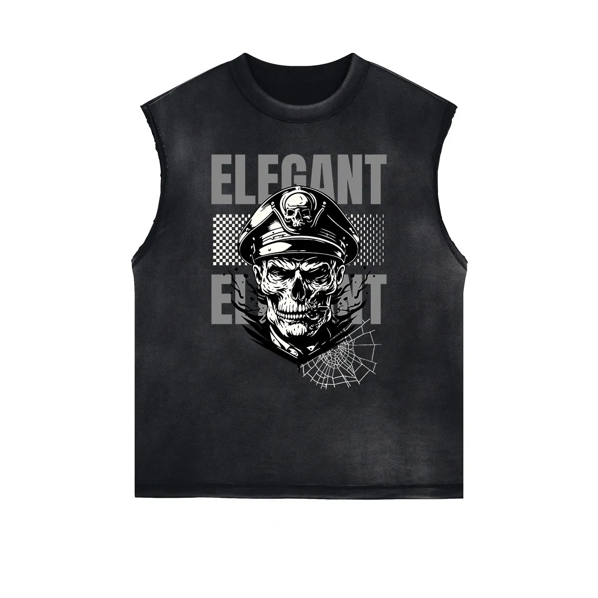 Frayed Edge Skull & Money Graphic Tank Top