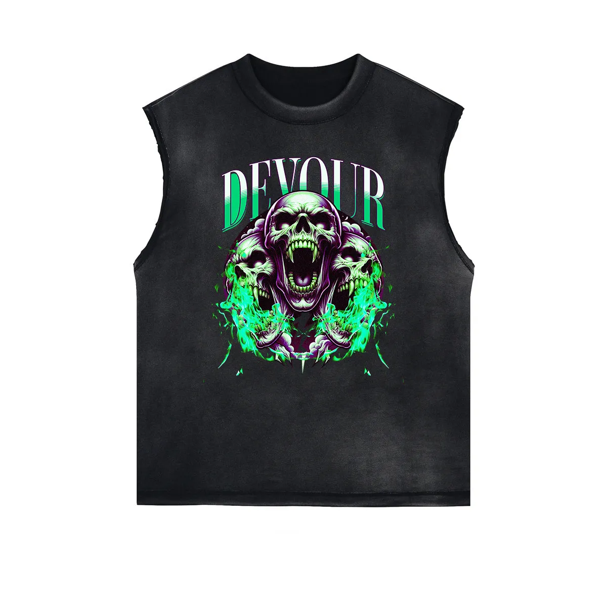 Frayed Edge Skull & Money Graphic Tank Top