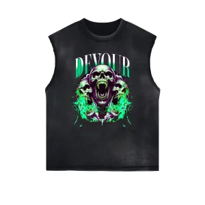 Frayed Edge Skull & Money Graphic Tank Top