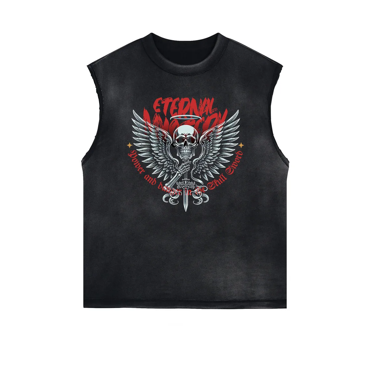 Frayed Edge Skull & Money Graphic Tank Top