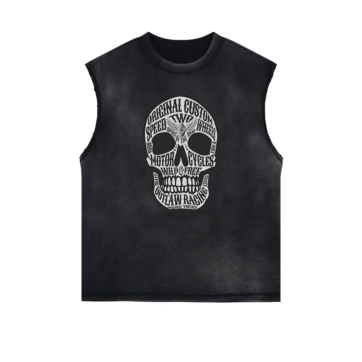 Frayed Edge Skull & Money Graphic Tank Top