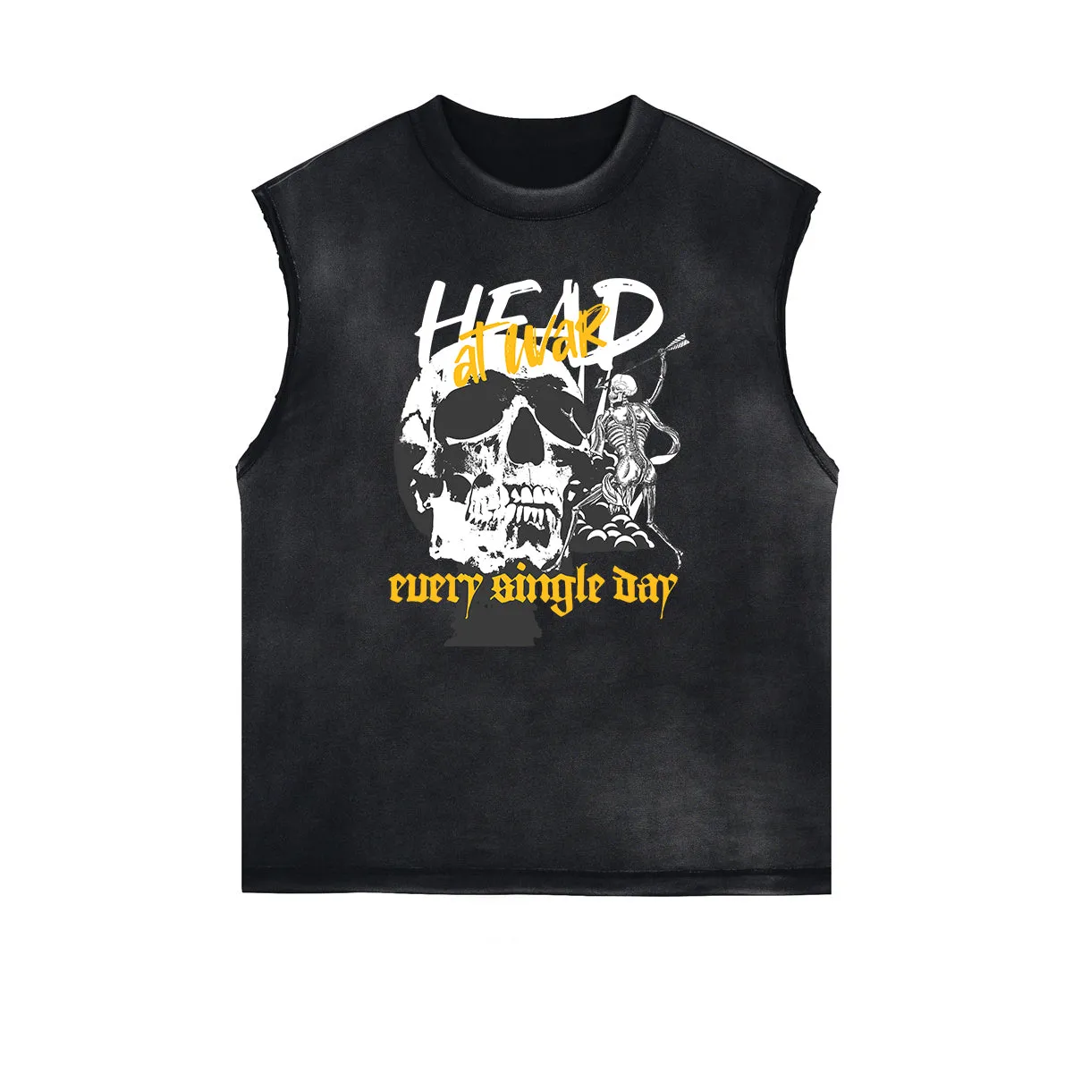 Frayed Edge Skull & Money Graphic Tank Top