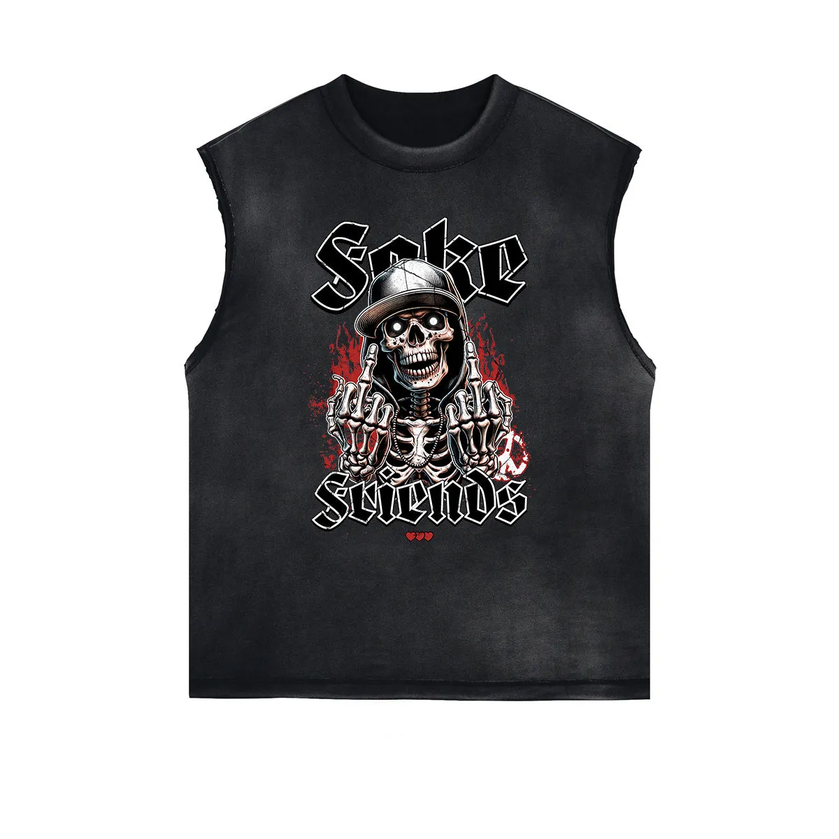Frayed Edge Skull & Money Graphic Tank Top