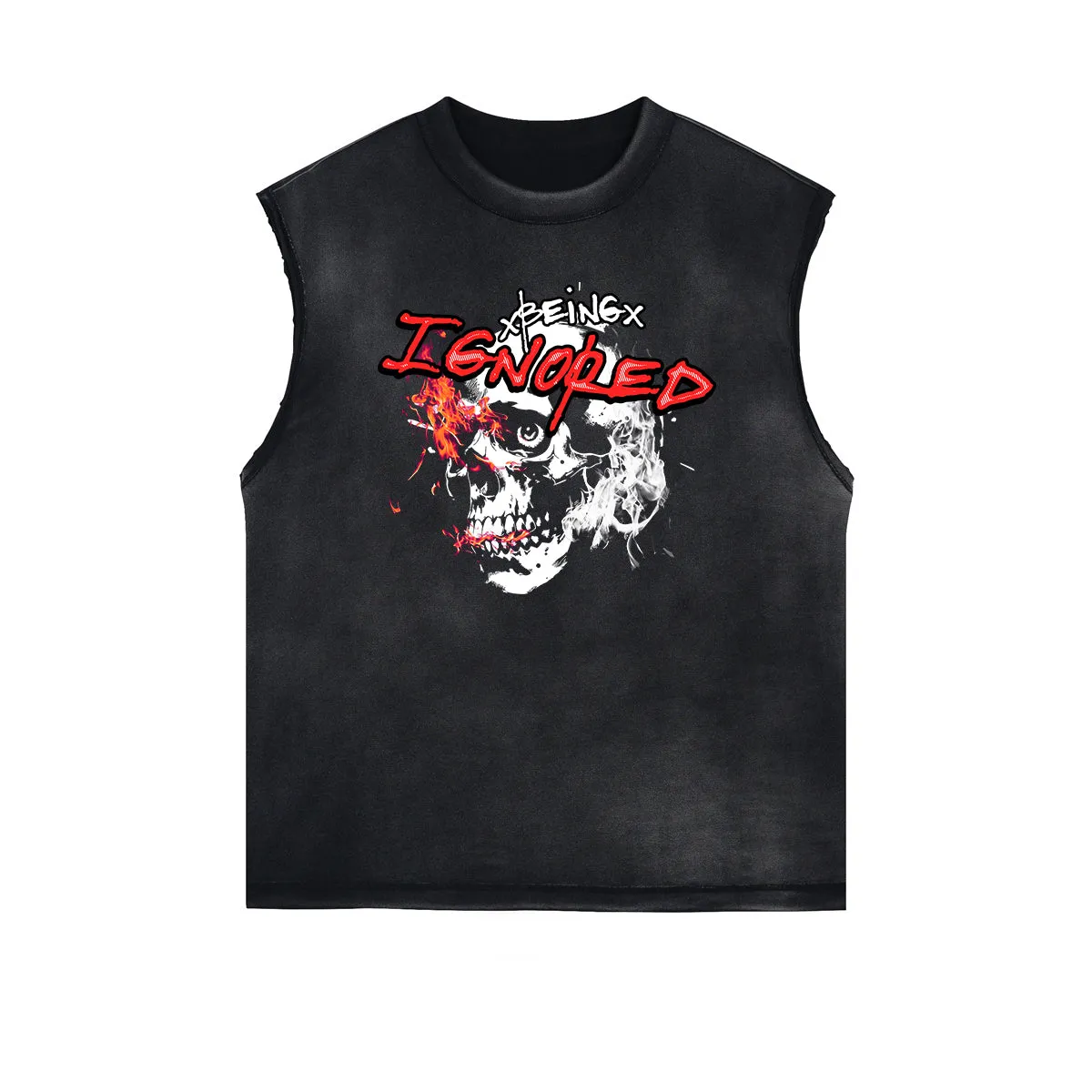 Frayed Edge Skull & Money Graphic Tank Top