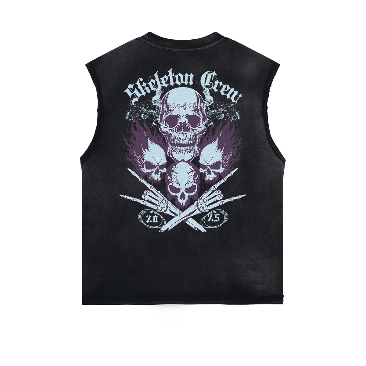 Frayed Edge Skull & Money Graphic Tank Top