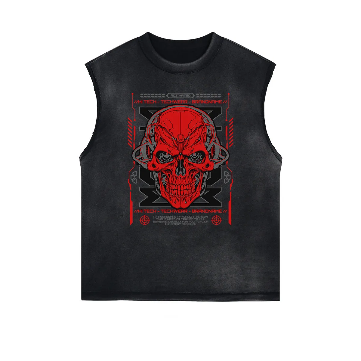 Frayed Edge Skull & Money Graphic Tank Top