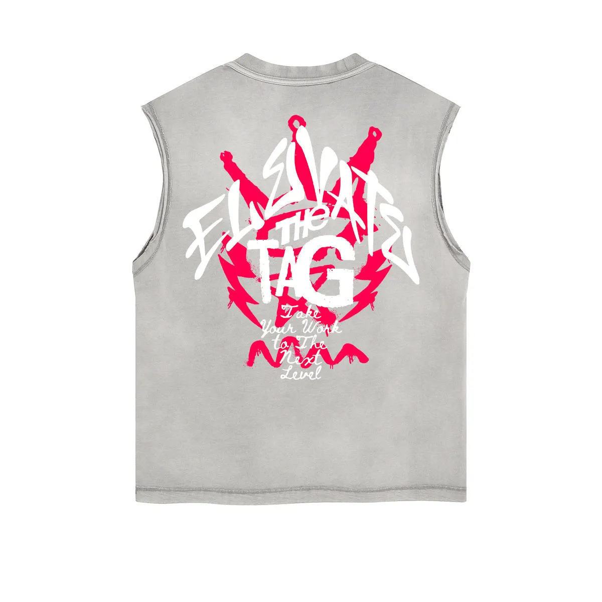 Frayed-Hem Street Art Graffiti Tank Top