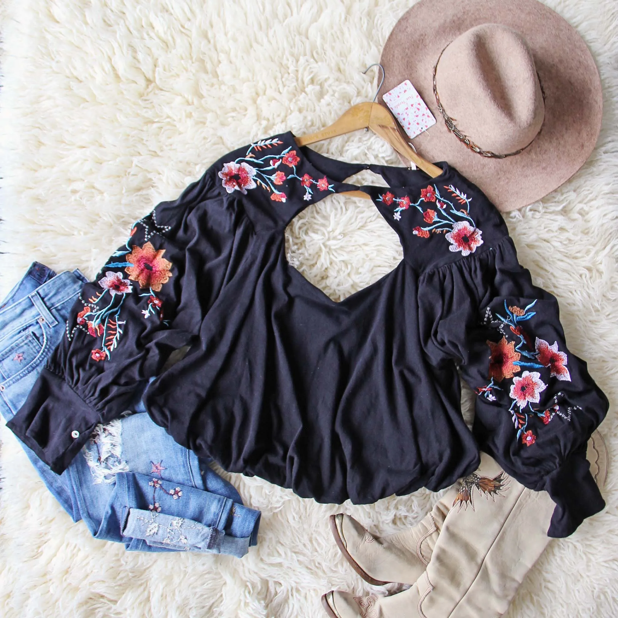 Free People Lita Embroidered Top