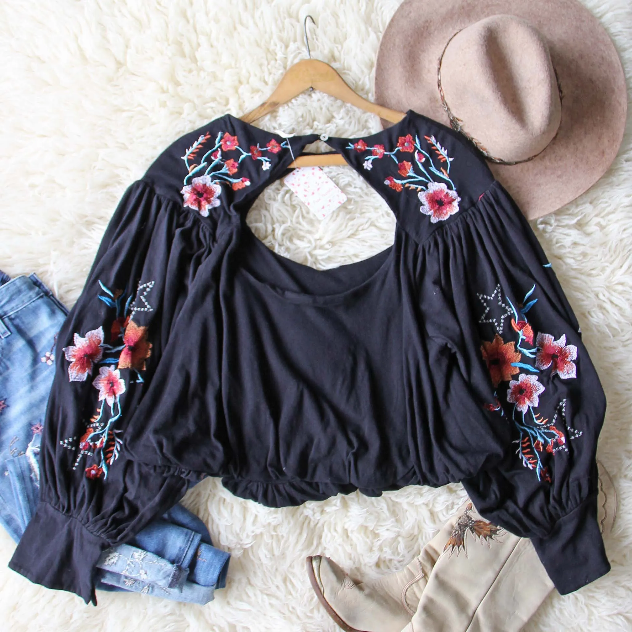Free People Lita Embroidered Top