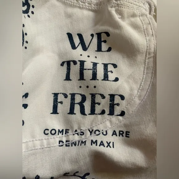Free People We The Free Come As You Are White Denim Maxi Skirt Women’s Size 2