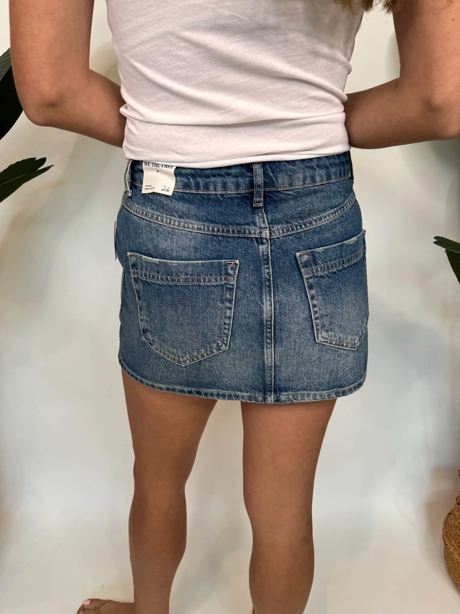 Free People Wynne Denim Skirt Cornflower