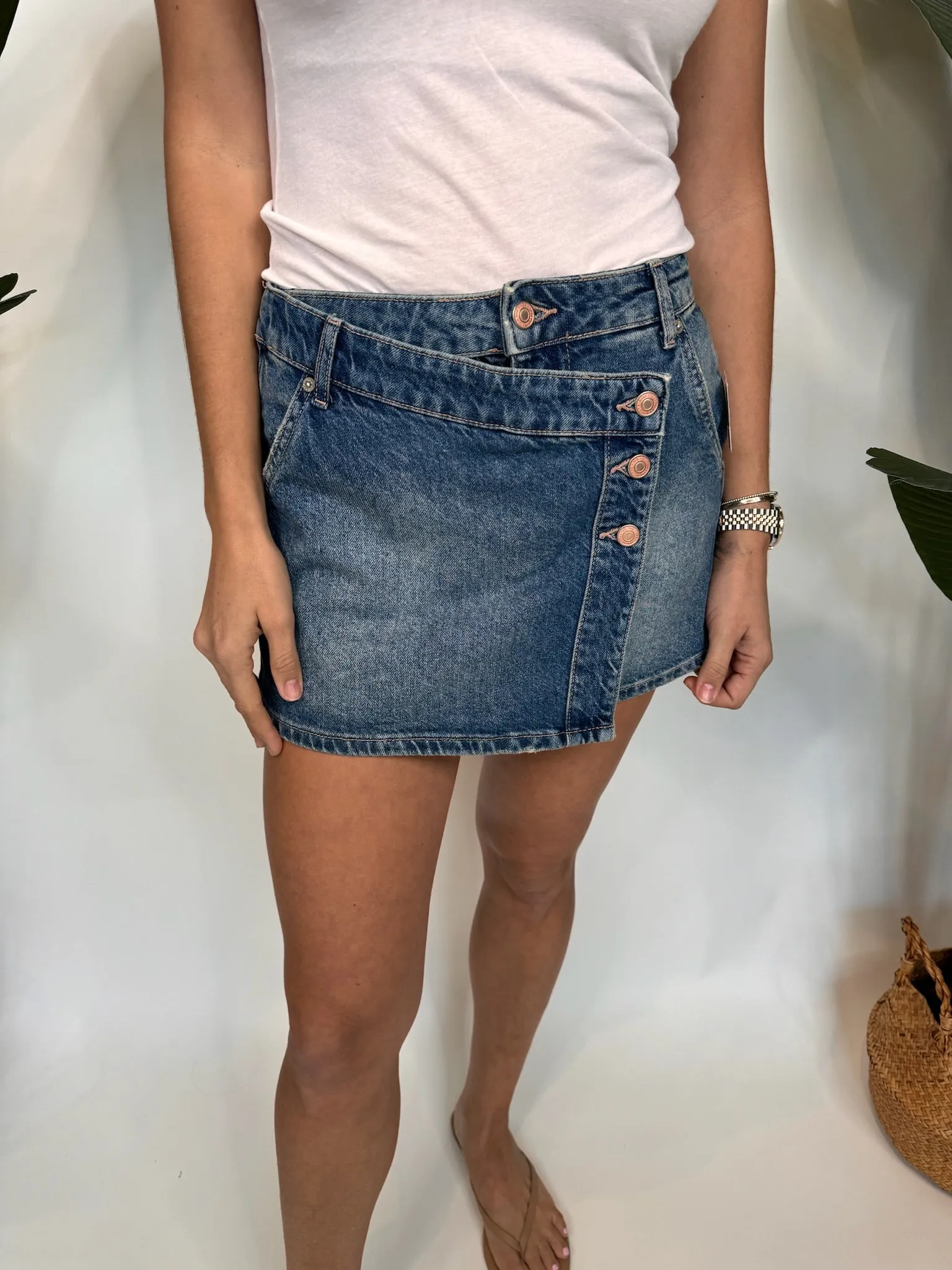 Free People Wynne Denim Skirt Cornflower