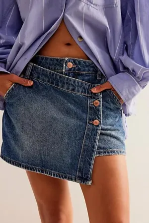 Free People: Wynne Denim Skirt in Cornflower