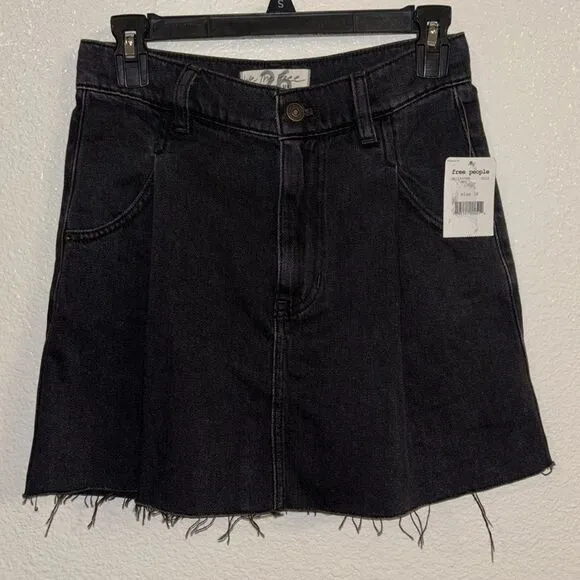 FREE PEOPLE We The Free Cosmico Flirt Denim Skirt in black NWT