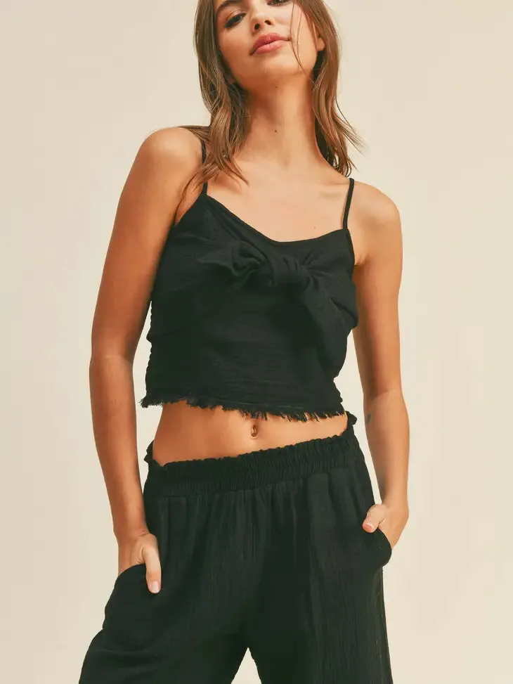 Fun Chic Black Gauze Tank Top