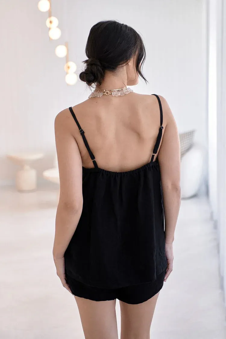 Fundamental Linen Cami Black
