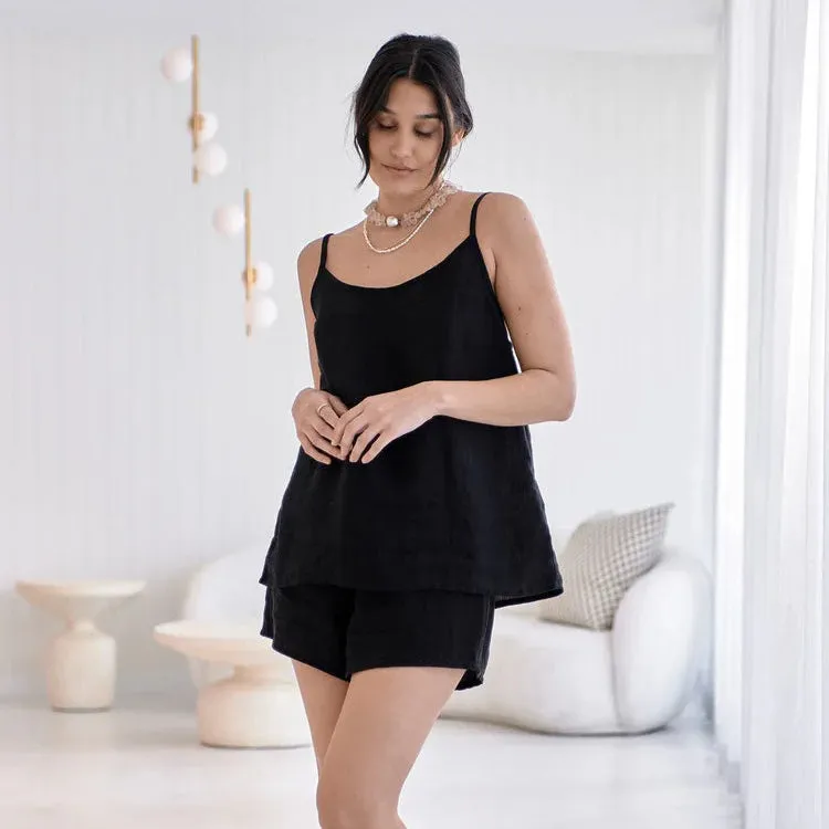 Fundamental Linen Cami Black