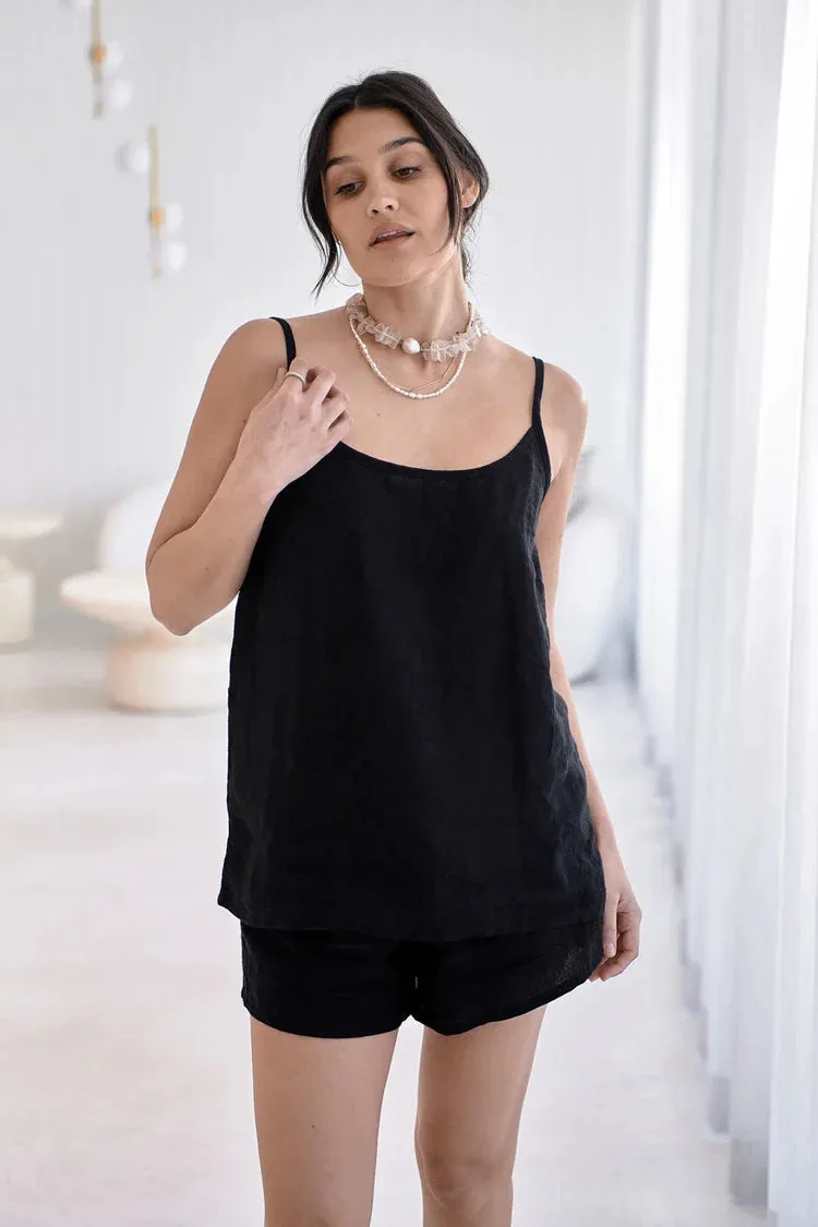 Fundamental Linen Cami Black