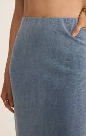 Gail Jersey Denim Midi Skirt