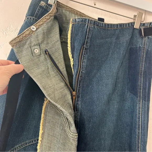GAP Vtg RARE Y2K Asymmetric Patchwork Wrap A-line Midi Denim Skirt Size 8 EUC