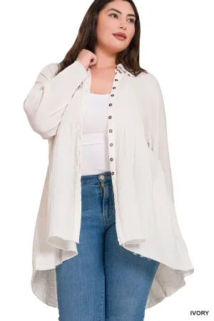 Gauze Button Front Shirt