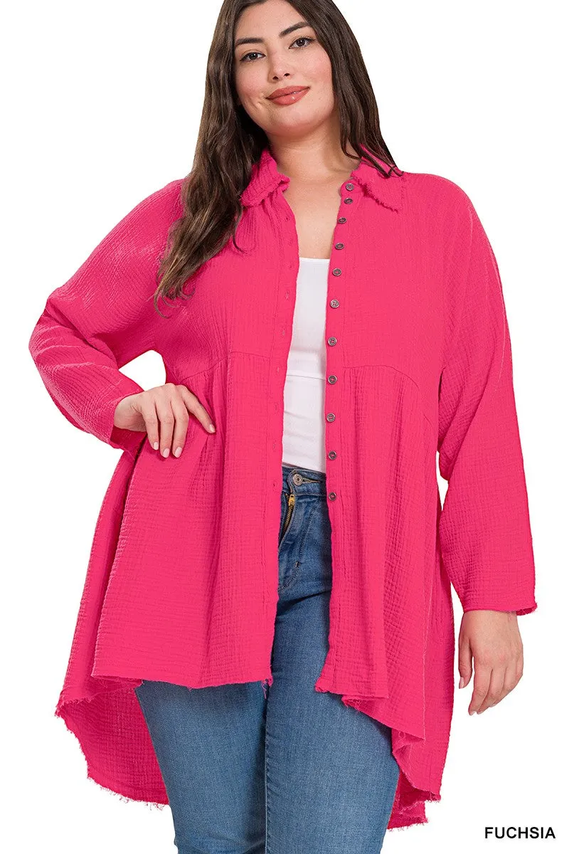 Gauze Button Front Shirt