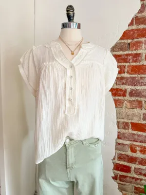 Georgia Gauze Button Top - Off White