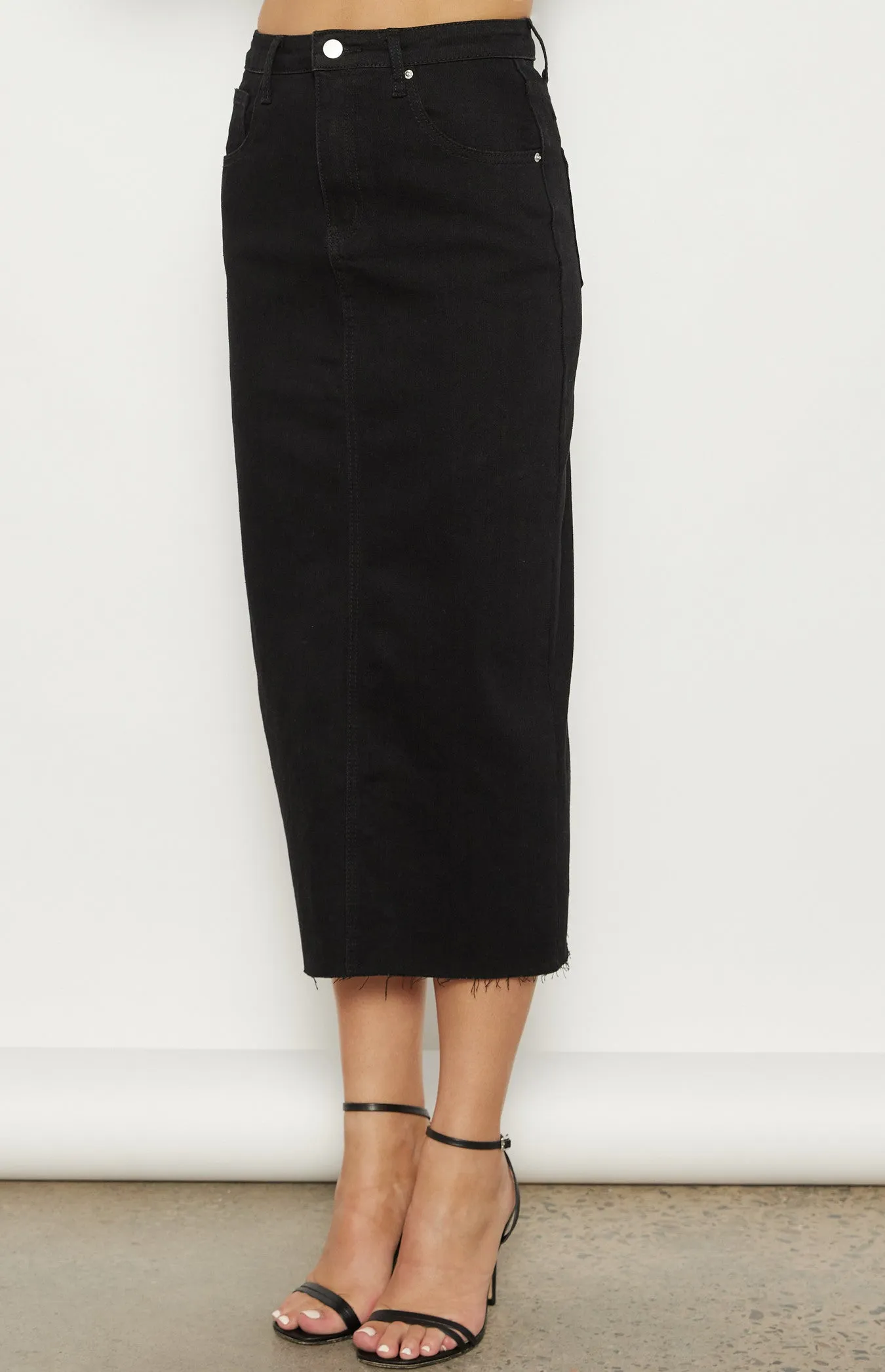 Gina Black Denim Skirt