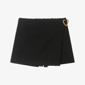 Girls Black Cotton Skort