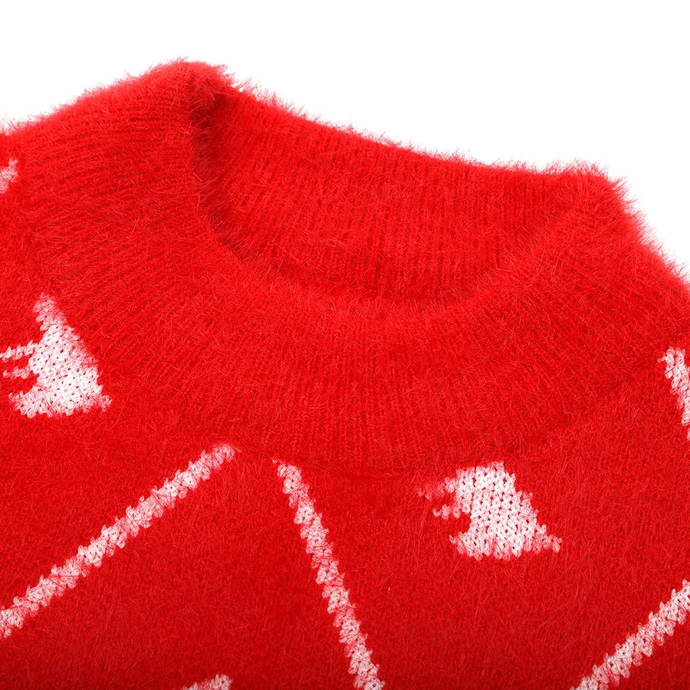 Girls Full Sleeves Sweater - Red