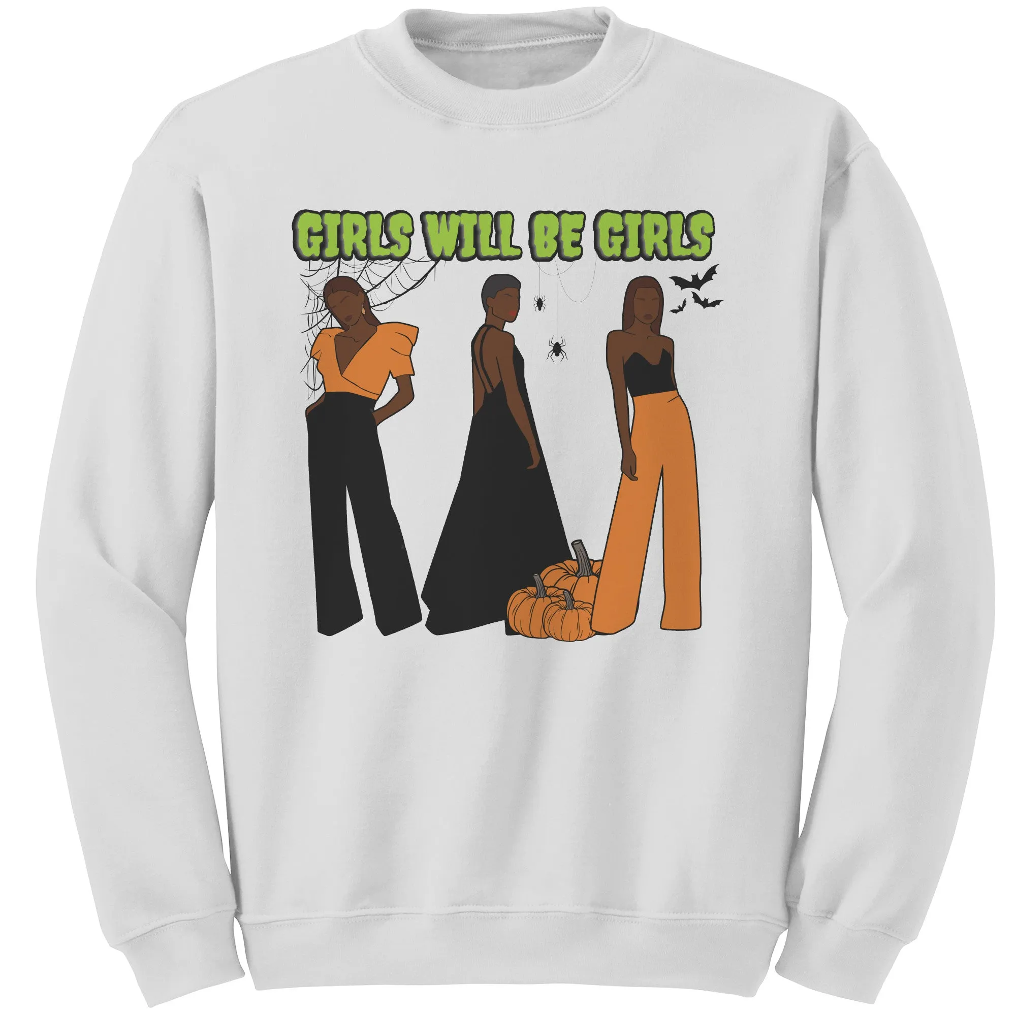 Girls Will Be Girls Sweatshirt, Fashion Black Girl Halloween Sweatshirt, Vintage Halloween Women Sweatshirt, Spooky Season, Halloween Gift