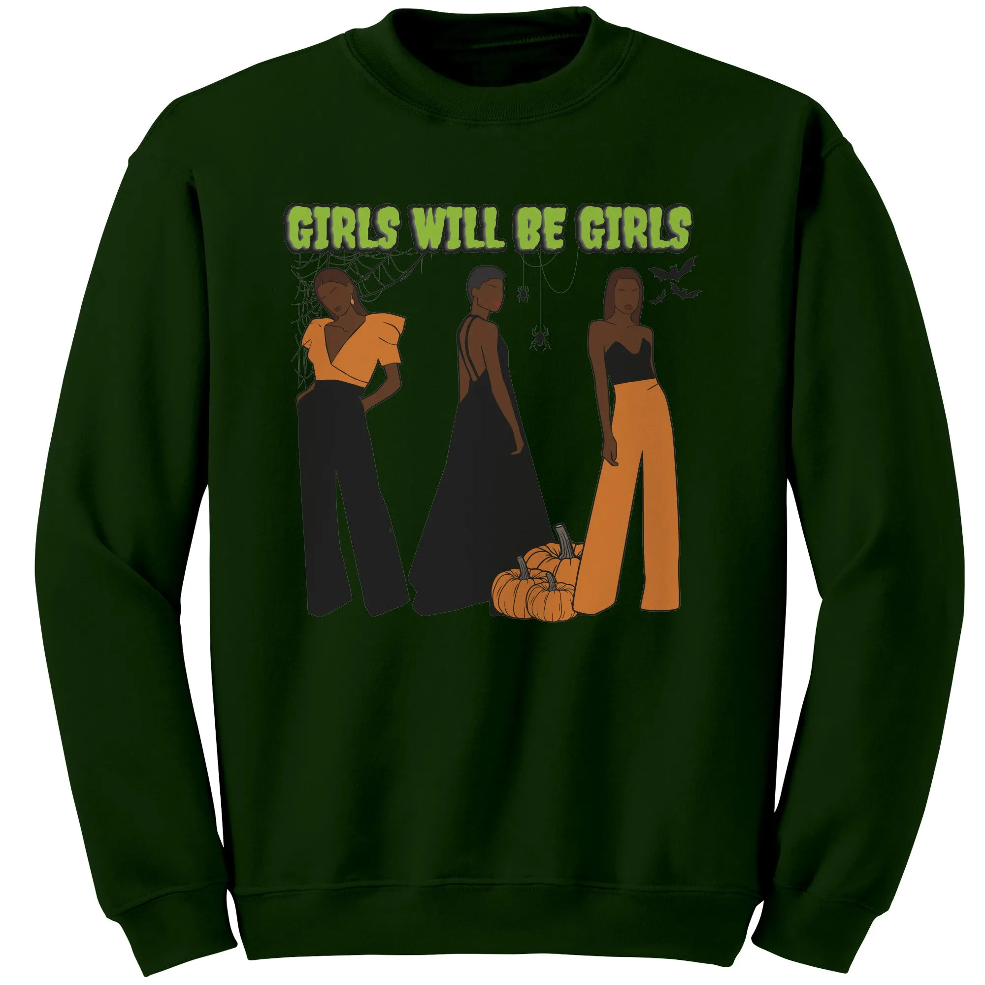 Girls Will Be Girls Sweatshirt, Fashion Black Girl Halloween Sweatshirt, Vintage Halloween Women Sweatshirt, Spooky Season, Halloween Gift