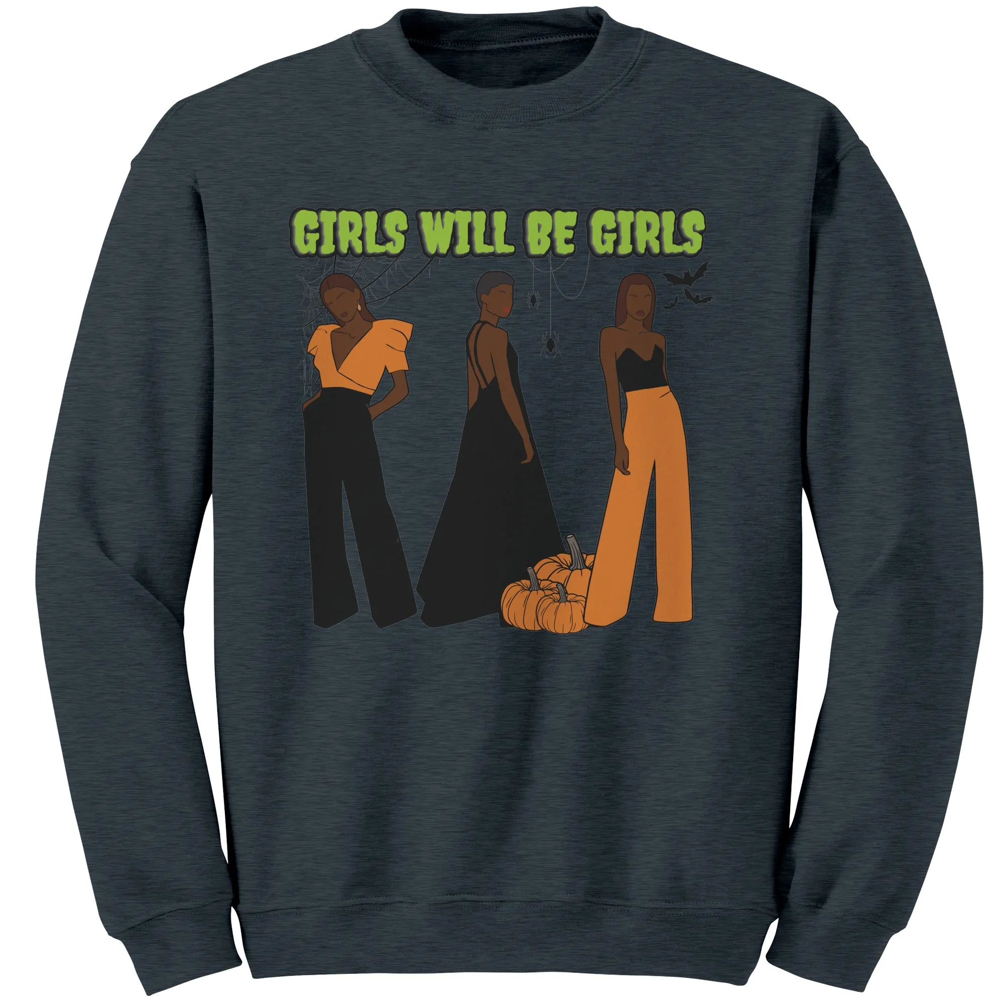 Girls Will Be Girls Sweatshirt, Fashion Black Girl Halloween Sweatshirt, Vintage Halloween Women Sweatshirt, Spooky Season, Halloween Gift