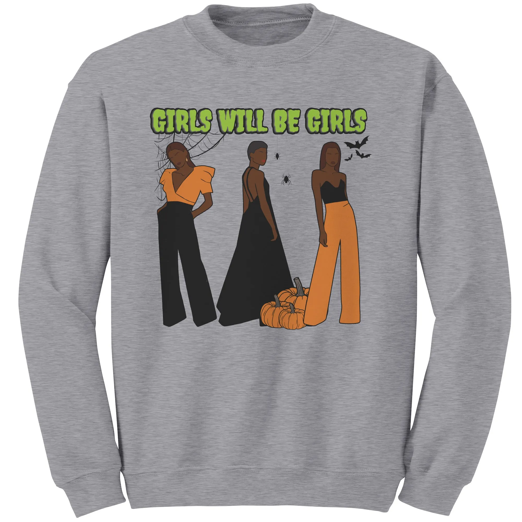 Girls Will Be Girls Sweatshirt, Fashion Black Girl Halloween Sweatshirt, Vintage Halloween Women Sweatshirt, Spooky Season, Halloween Gift