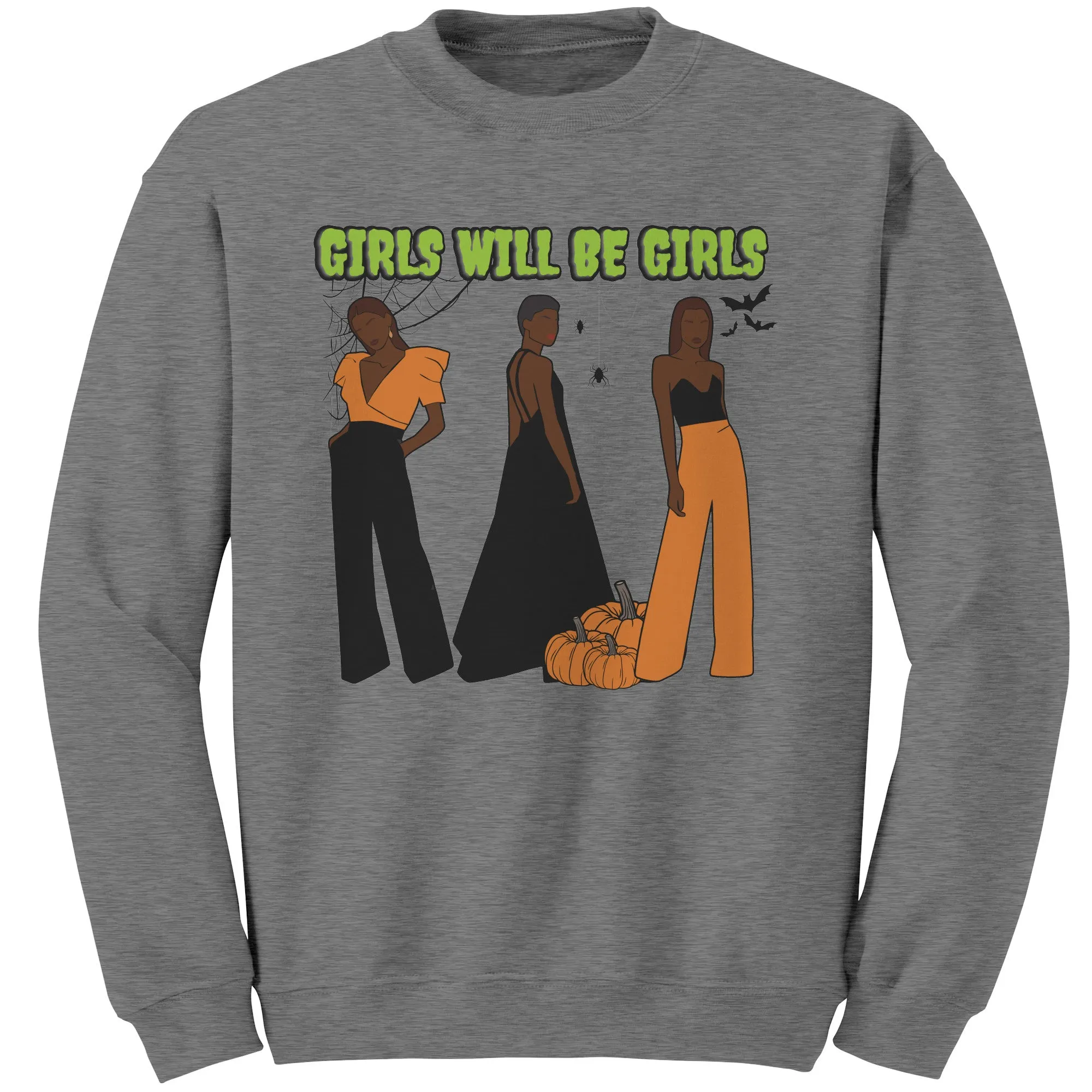 Girls Will Be Girls Sweatshirt, Fashion Black Girl Halloween Sweatshirt, Vintage Halloween Women Sweatshirt, Spooky Season, Halloween Gift