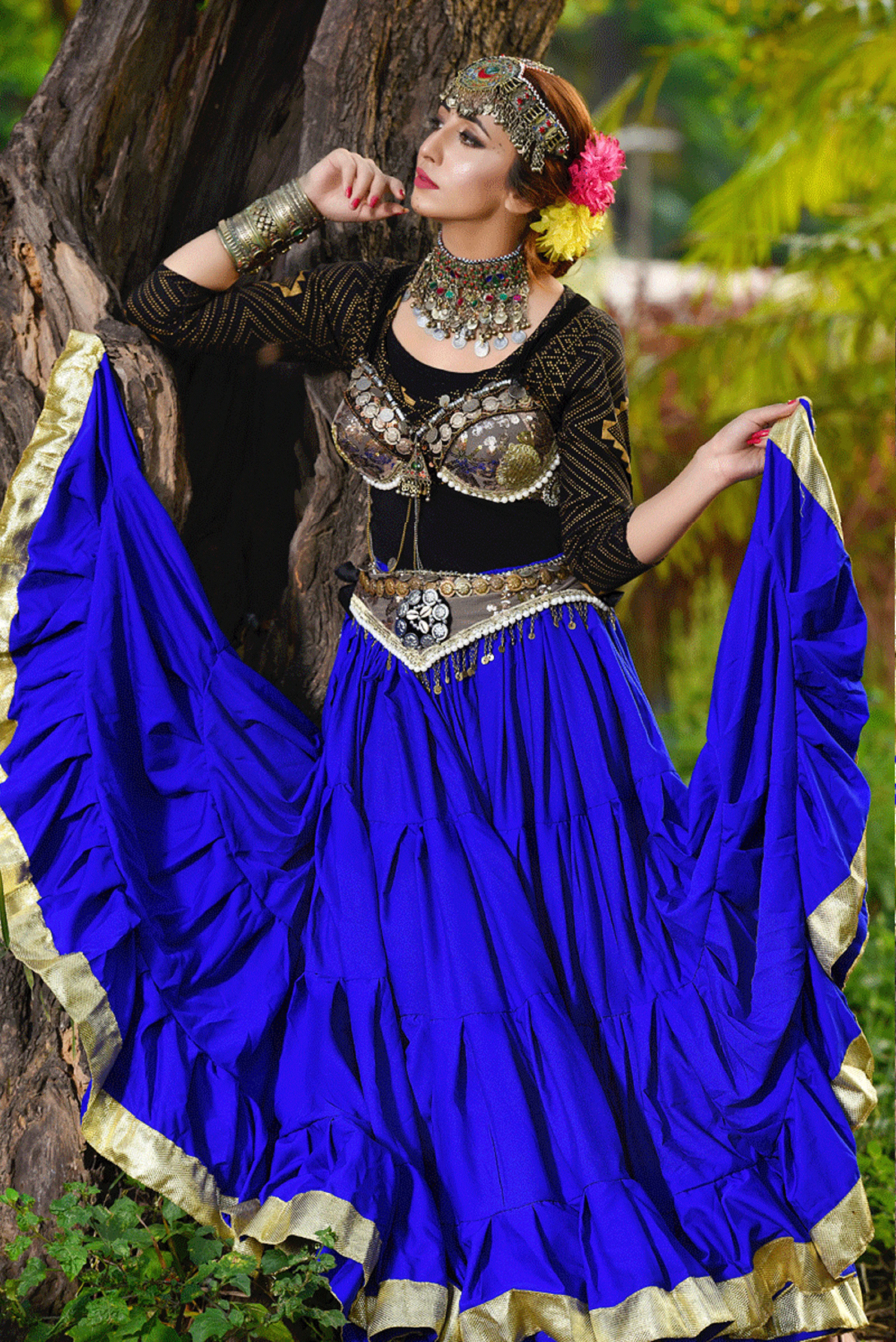 Gold border Skirt Blue WLS