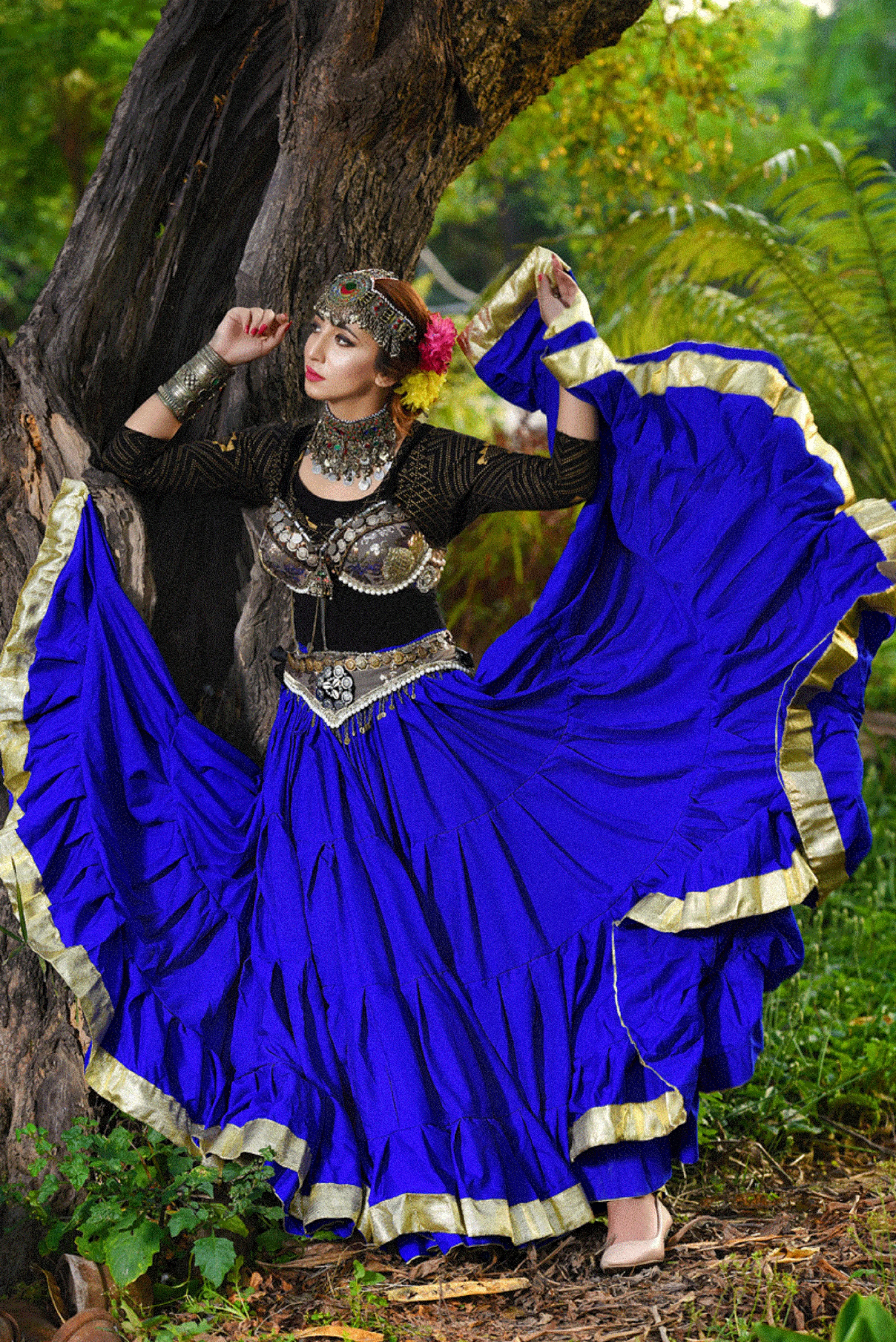 Gold border Skirt Blue WLS