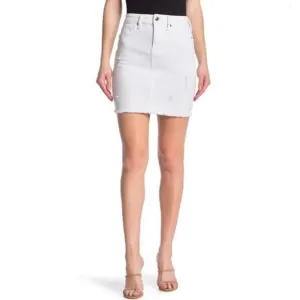 Good American Distressed Denim Mini Skirt Plus 20