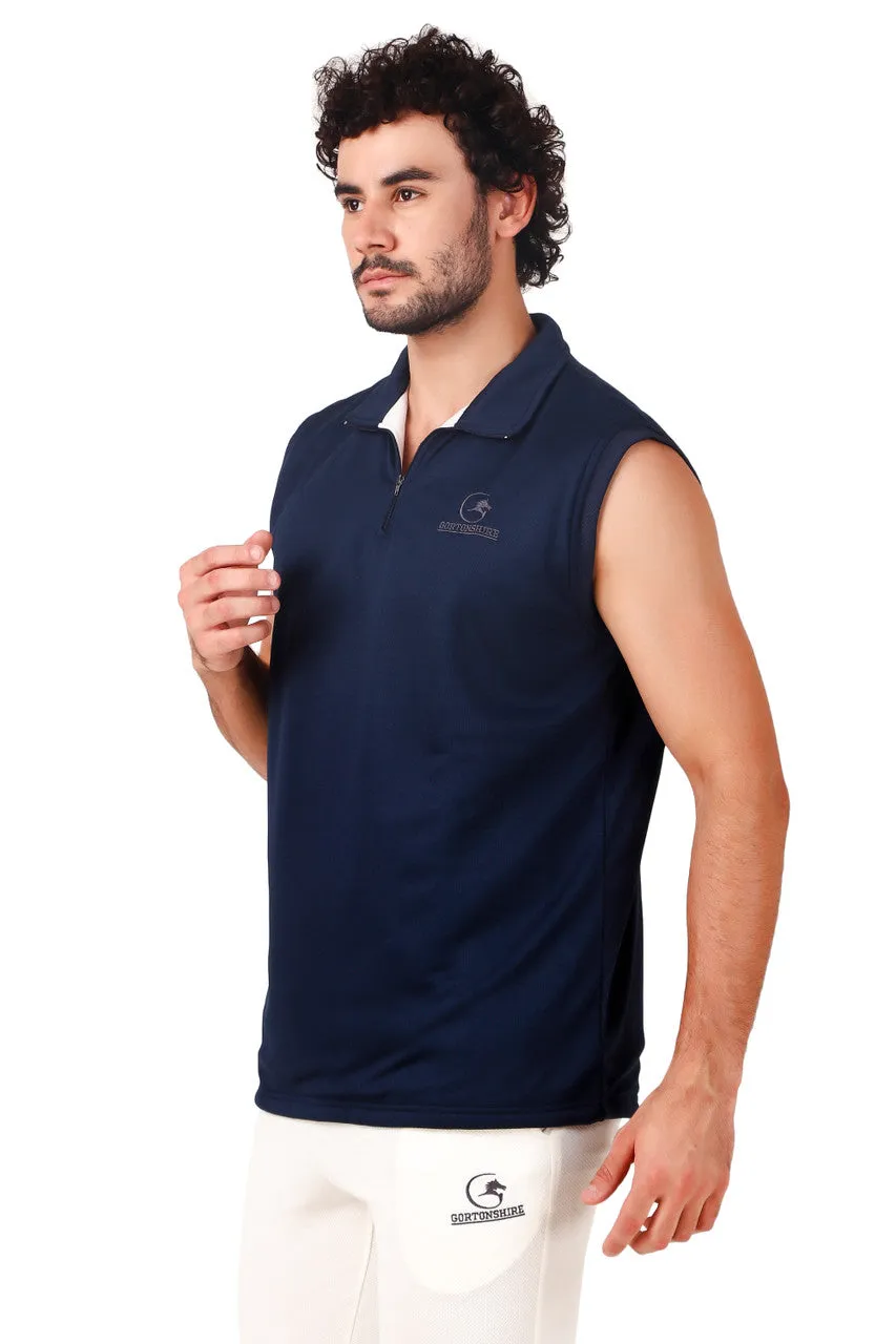 Gortonshire Cricket Performance Navy Blue Fleece Sweater (Sleeveless)
