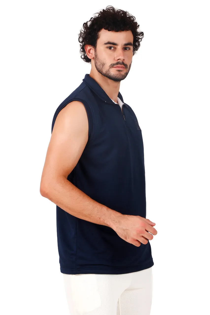 Gortonshire Cricket Performance Navy Blue Fleece Sweater (Sleeveless)