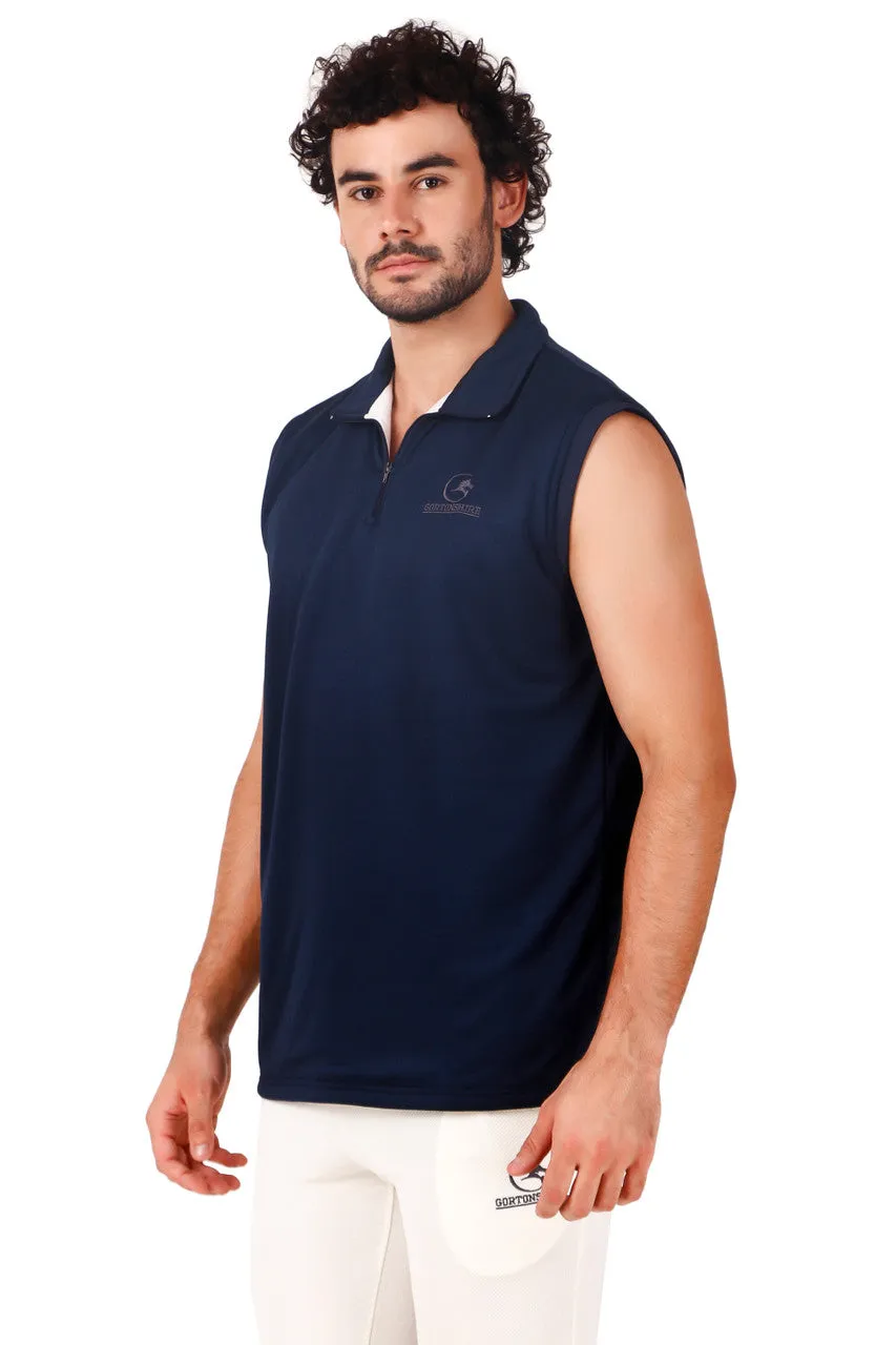 Gortonshire Cricket Performance Navy Blue Fleece Sweater (Sleeveless)