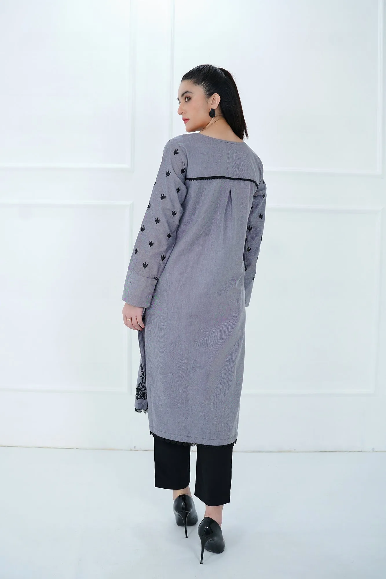Gray Embroidered Shirt
