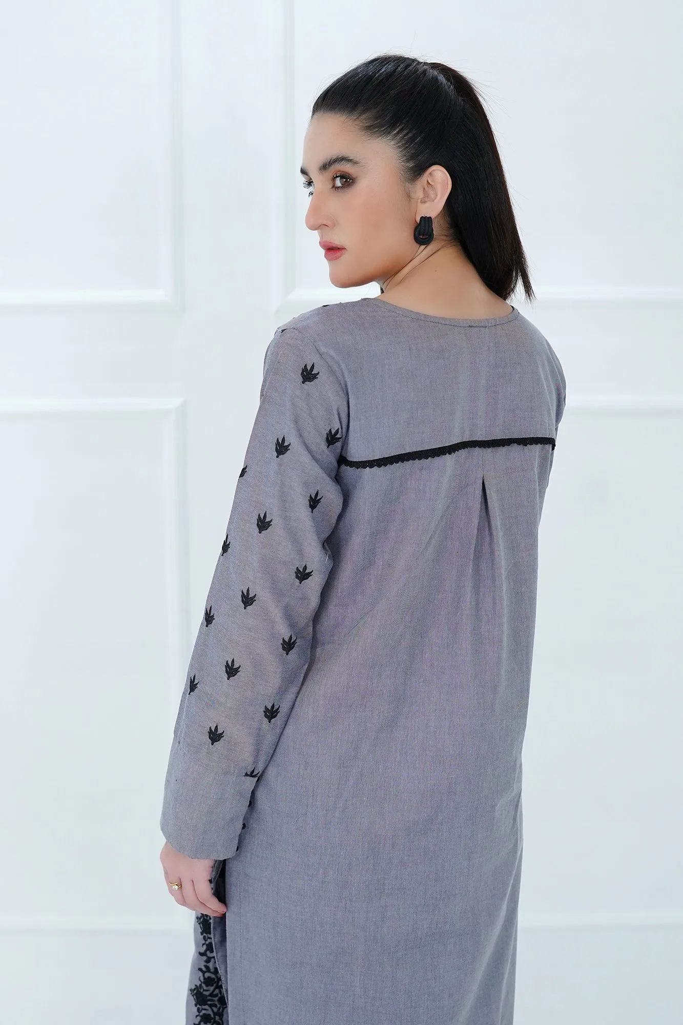 Gray Embroidered Shirt