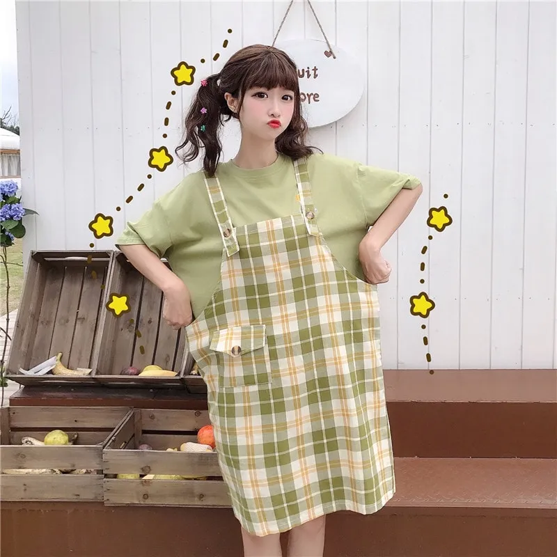 Green Plaid Dress With Pocket