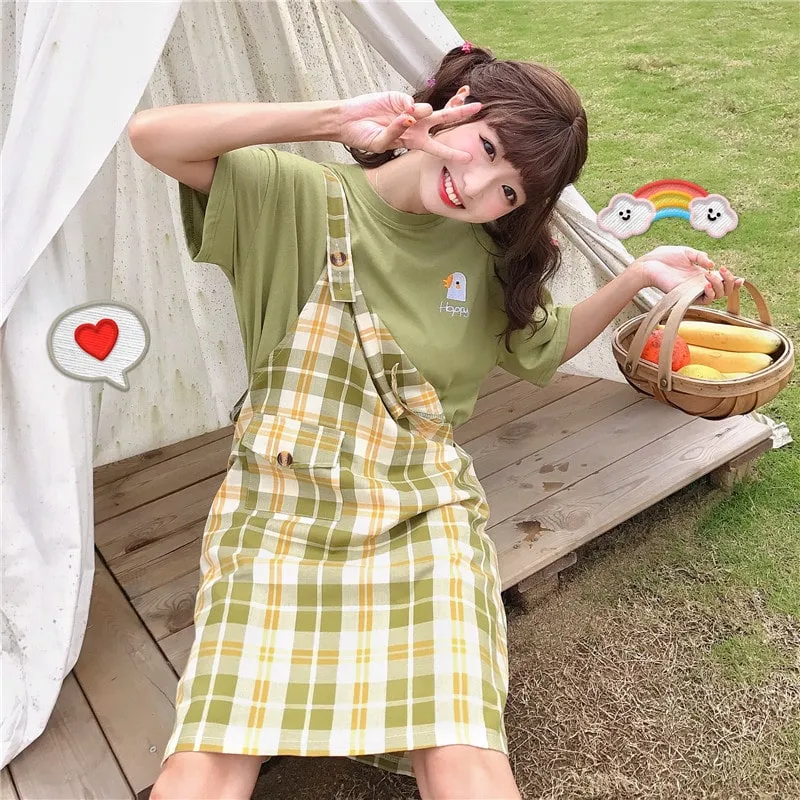 Green Plaid Dress With Pocket