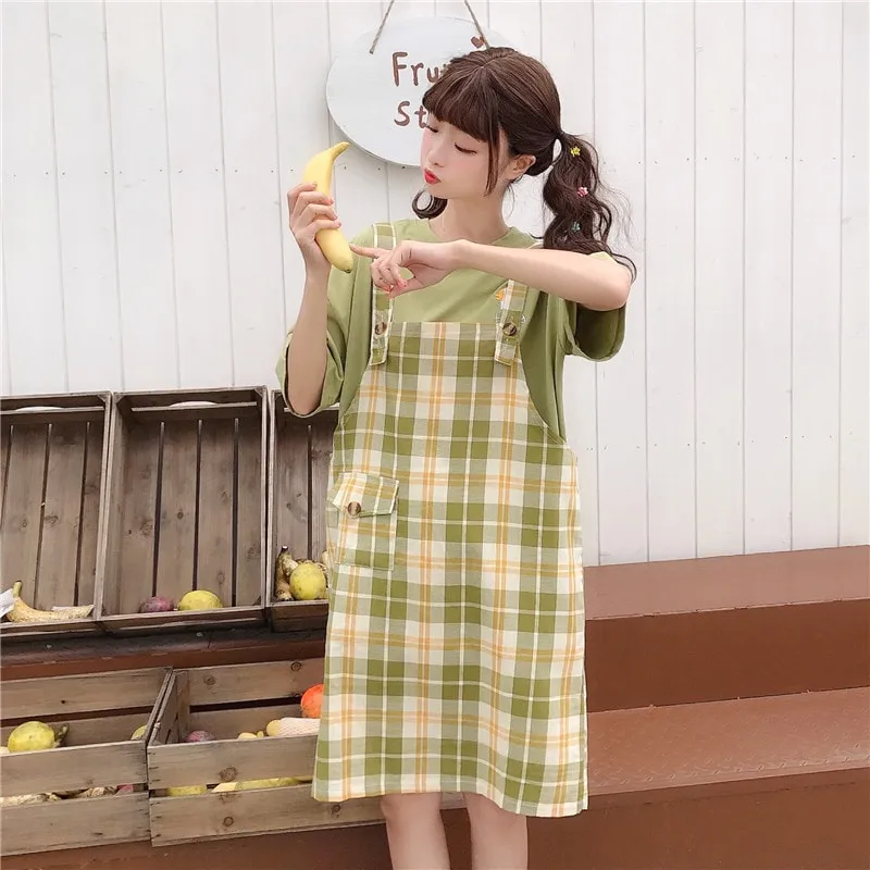 Green Plaid Dress With Pocket